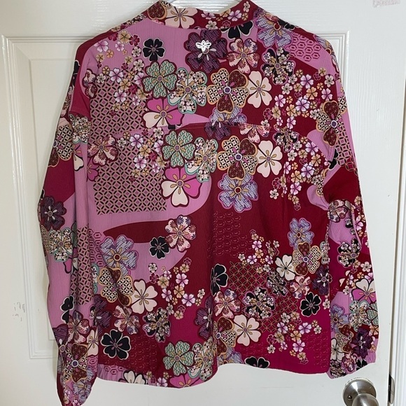 Johnny Was Yama Floral Zip-Up Track Jacket Coat Boho Chic Pink Red Small - Picture 6 of 9